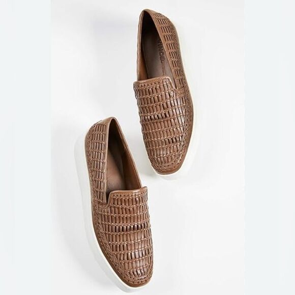 VINCE Stafford Womens Woven Leather Platform Slip On Sneakers - Picture 1 of 15